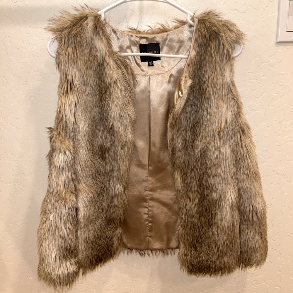 H&M Faux Fur Vest in Tan